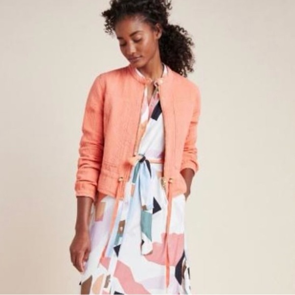 NWT Anthropologie Coral Zip Lightweight Quilted Moto Jacket Size Medium - Picture 6 of 6